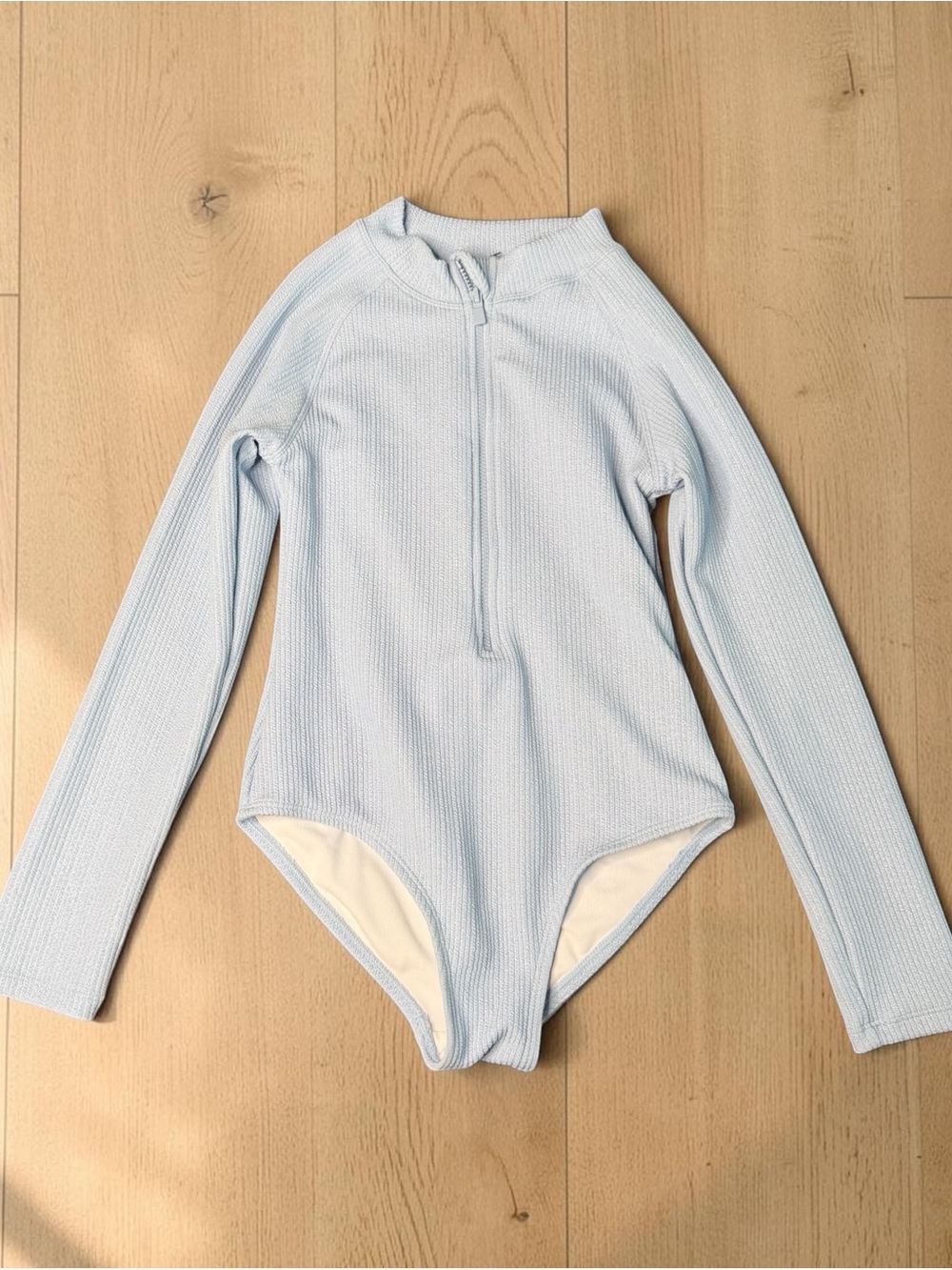 Girls Light Blue Long-Sleeve bodysuit